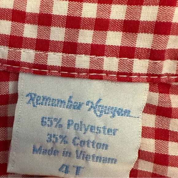Remember Nguyen Red Checkered - Boys Button Down - Size 4T - Picture 2 of 3